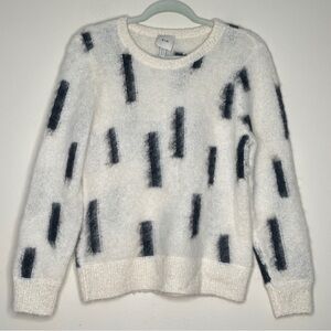 ELK Flikrin Alpaca Blend Fuzzy Knit Sweater Cream Black US 6